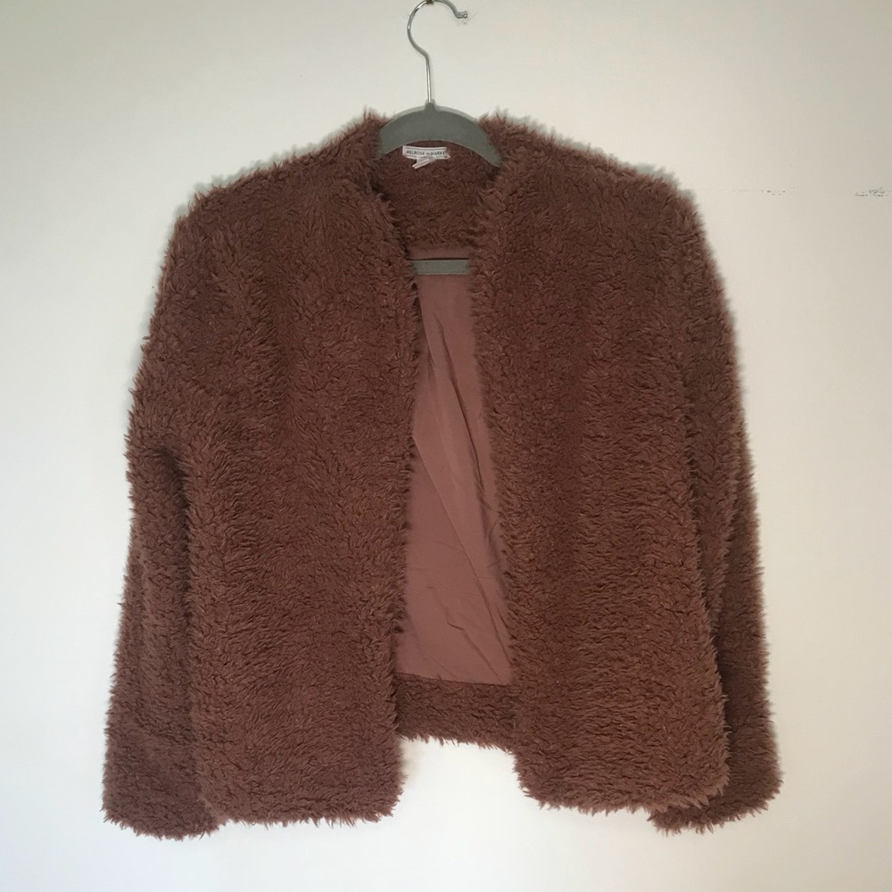 Dusty Rose Cropped Faux fur Jacket